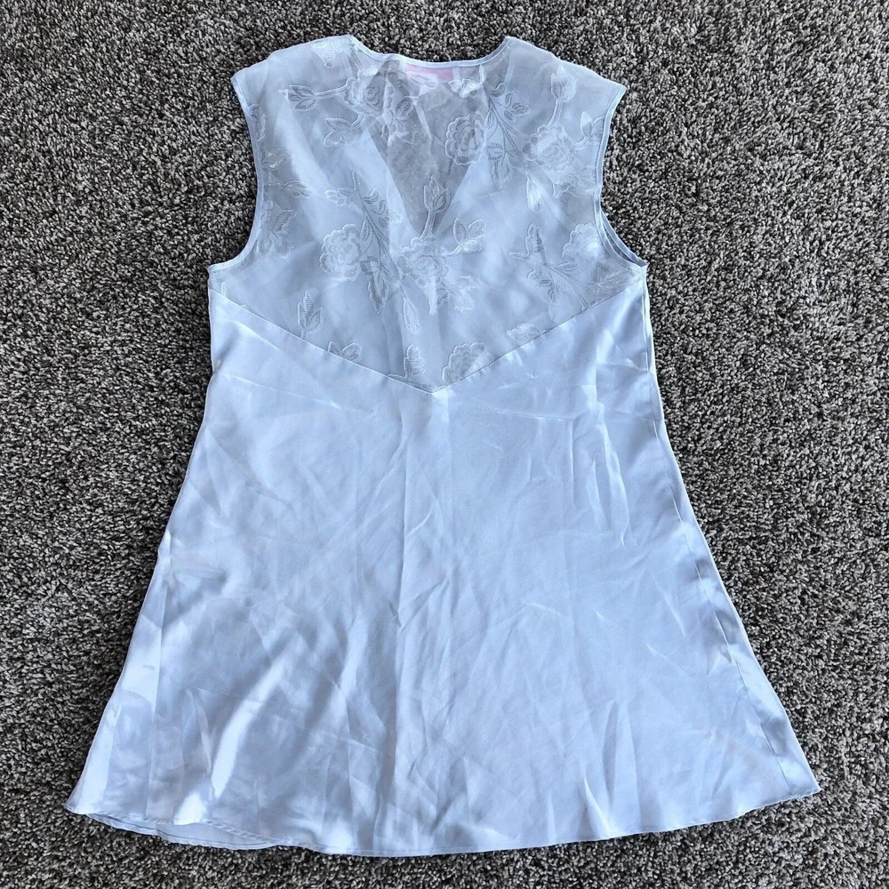 Vintage Oscar De La Renta Nightgown Womens S Pink Label Baby Blue Satin Coquette